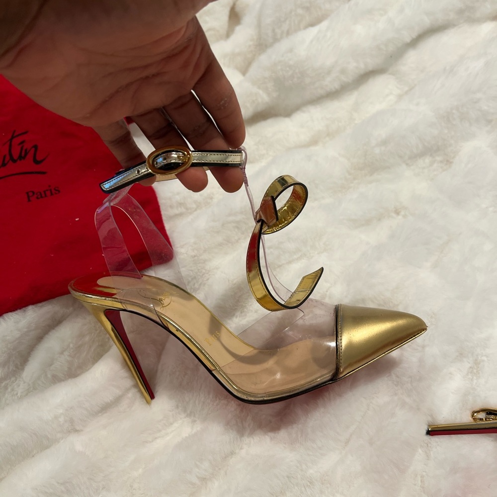 Rare Louboutin 39 Gold red bottoms - Picture 10 of 11